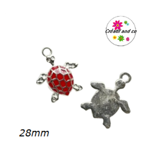 Breloque tortue rouge 28mm
