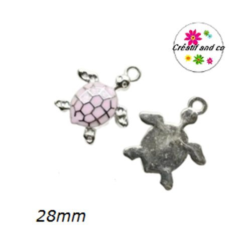 Breloque tortue rose 28mm