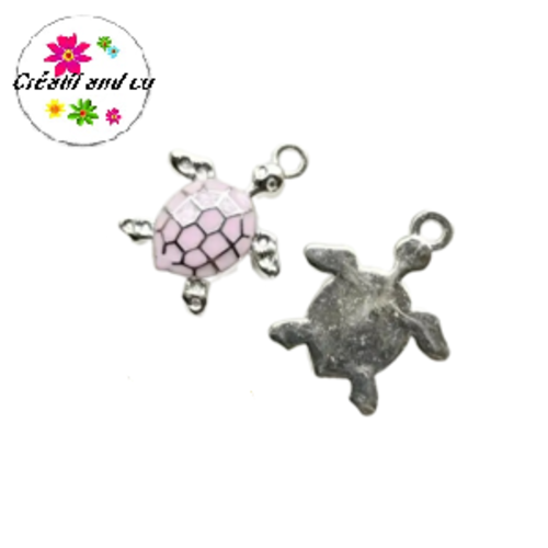 Breloque tortue rose acrylique 28mm