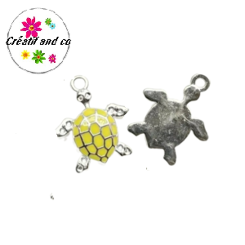 Breloque tortue jaune acrylique 28mm