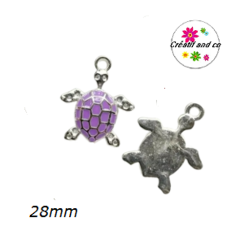 Breloque tortue mauve 28mm