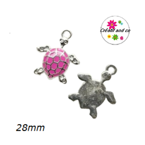 Breloque tortue fuschia 28mm