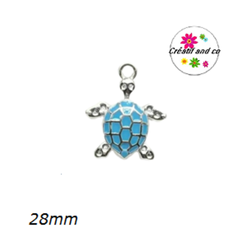 Breloque tortue bleue 28mm