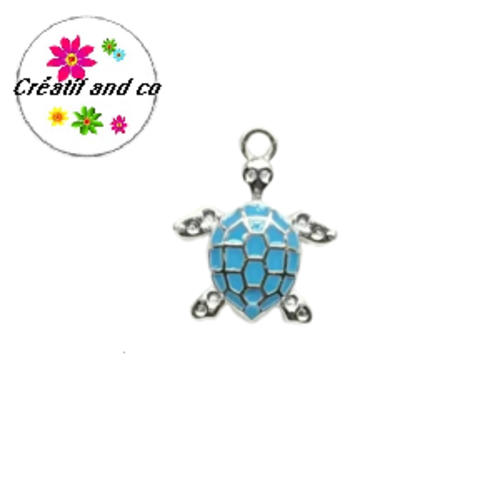 Breloque tortue bleue acrylique 28mm