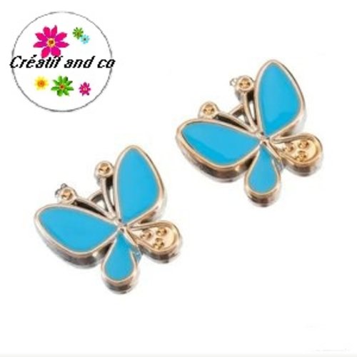 Breloque papillon bleu résine 17mm