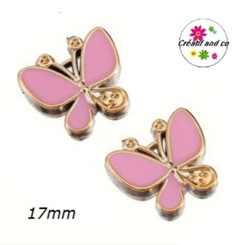 Breloque papillon rose 17mm