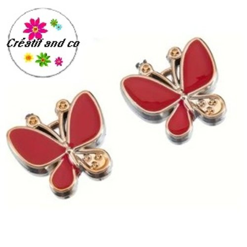 Breloque papillon rouge résine 17mm