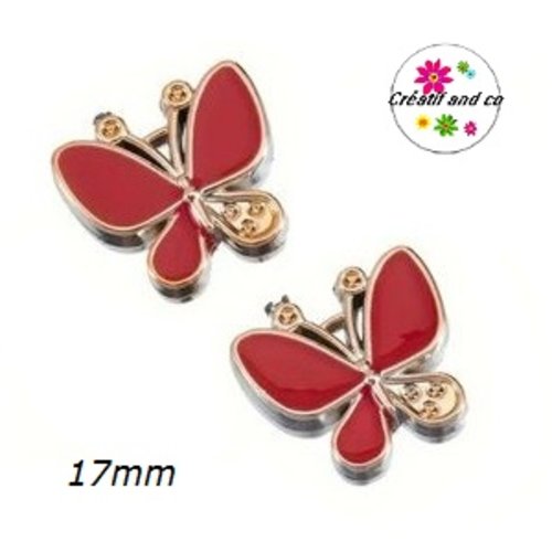 Breloque papillon rouge  17mm
