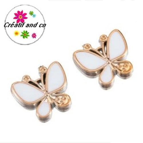 Breloque papillon blanc résine 17mm