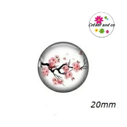 Cabochon fleur de pêcher rose 20mm