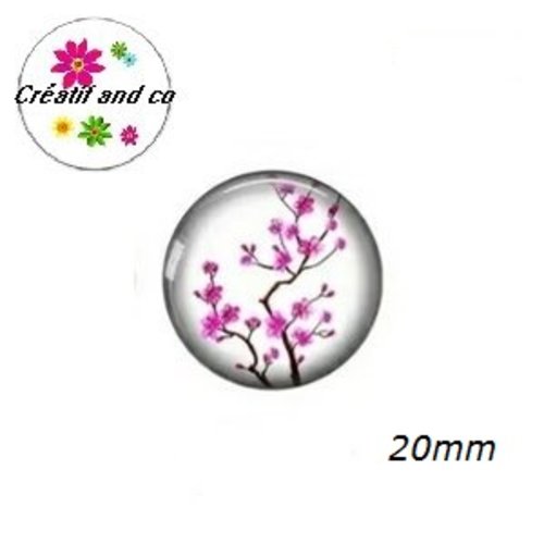 Cabochon fleur de pêcher rose 20mm