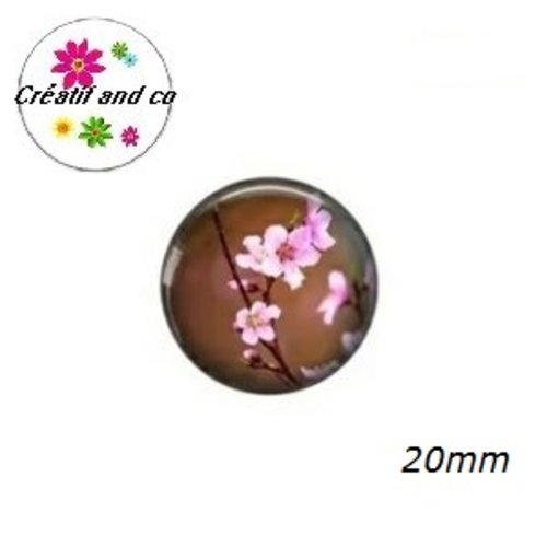 Cabochon fleur de pêcher rose 20mm
