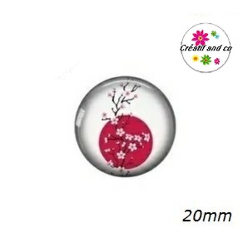 Cabochon fleur de pêcher rose 20mm