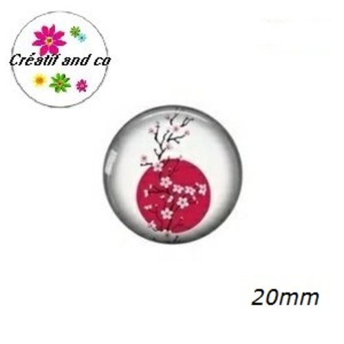 Cabochon fleur de pêcher rose 20mm