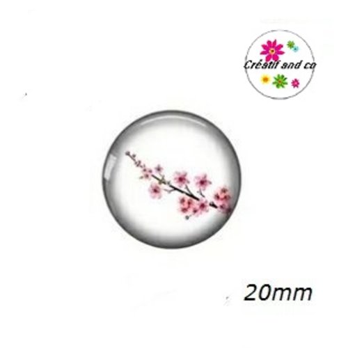 Cabochon fleur de pêcher rose 20mm