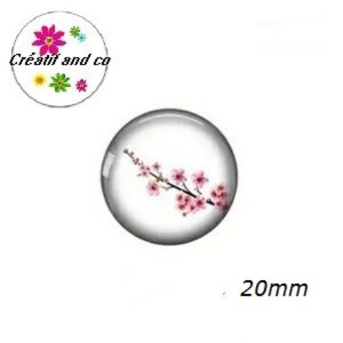 Cabochon fleur de pêcher rose 20mm