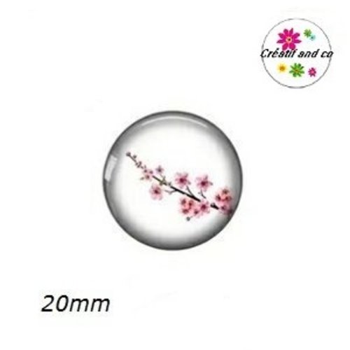 Cabochon fleur de pêcher rose 20mm