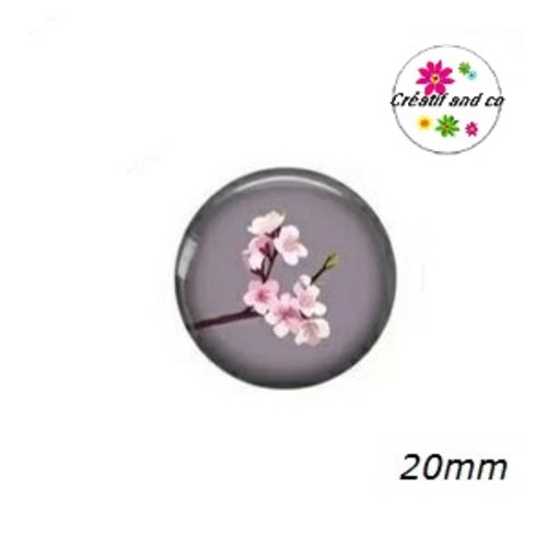 Cabochon fleur de pêcher rose 20mm