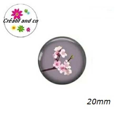 Cabochon fleur de pêcher rose 20mm