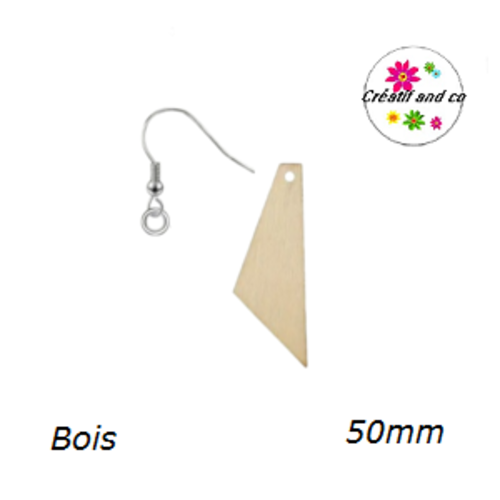 Kit boucle d'oreille bois triangle à customiser