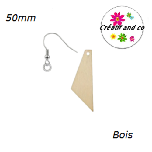 Kit boucle d'oreille bois triangle à customiser