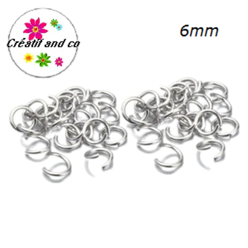 X50 anneaux de jonction ouverts acier inoxydable 6mm