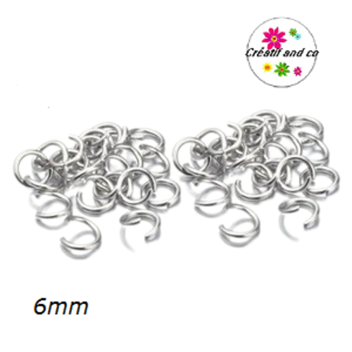 X50 anneaux de jonction ouverts acier inoxydable 6mm