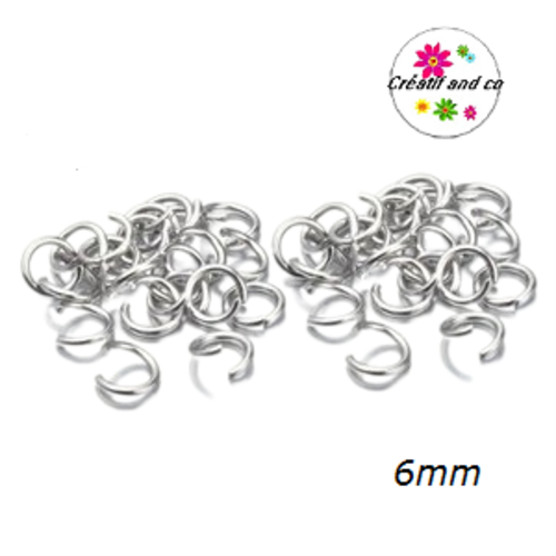 X50 anneaux de jonction ouverts acier inoxydable 6mm