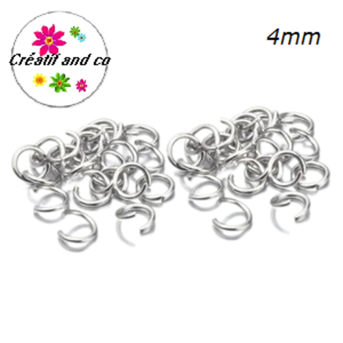 X50 anneaux de jonction ouverts acier inoxydable 4mm