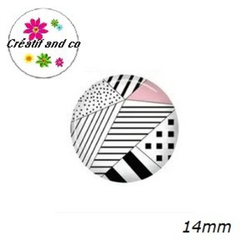 X2 cabochons motif géomètrique 14mm