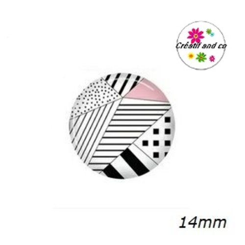 X2 cabochons motif géomètrique 14mm