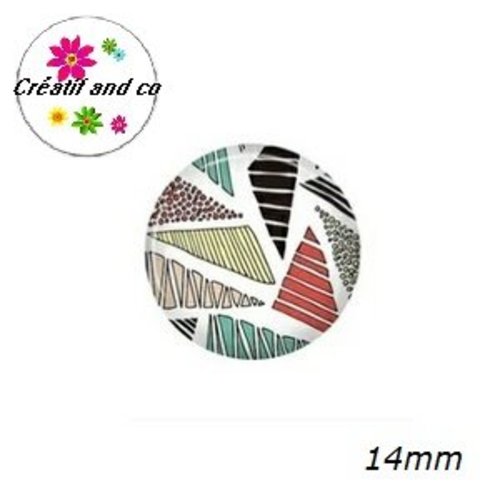 X2 cabochons motif géomètrique 14mm