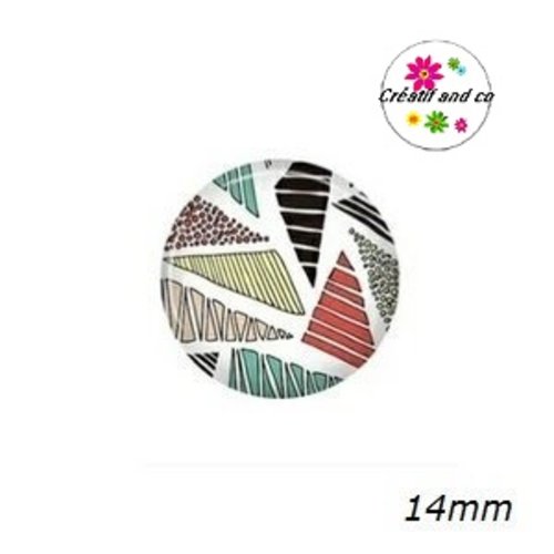 X2 cabochons motif géomètrique 14mm