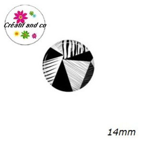 X2 cabochons motif géomètrique 14mm