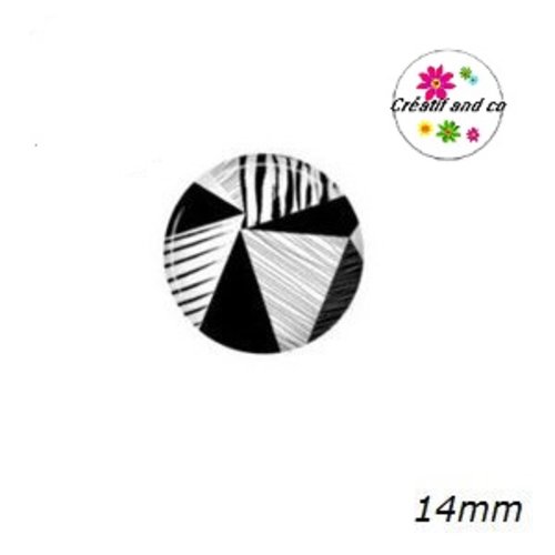 X2 cabochons motif géomètrique 14mm