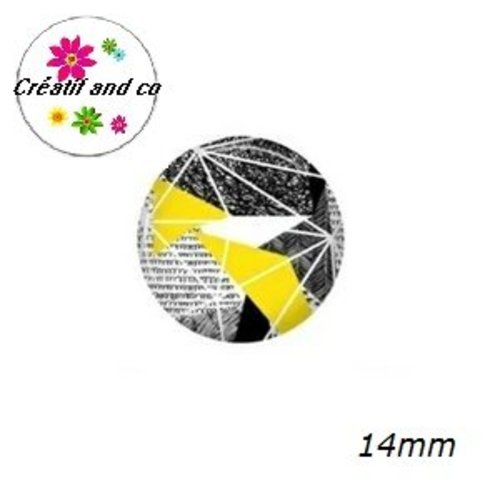 X2 cabochons motif géomètrique 14mm