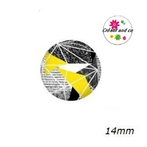 X2 cabochons motif géomètrique 14mm