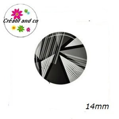 X2 cabochons motif géomètrique 14mm
