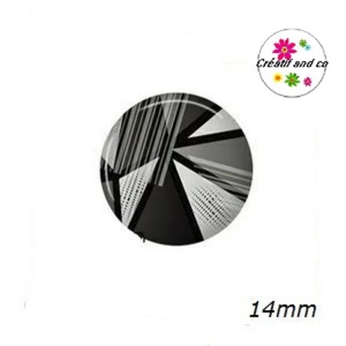 X2 cabochons motif géomètrique 14mm