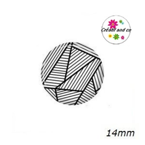 X2 cabochons motif géomètrique 14mm