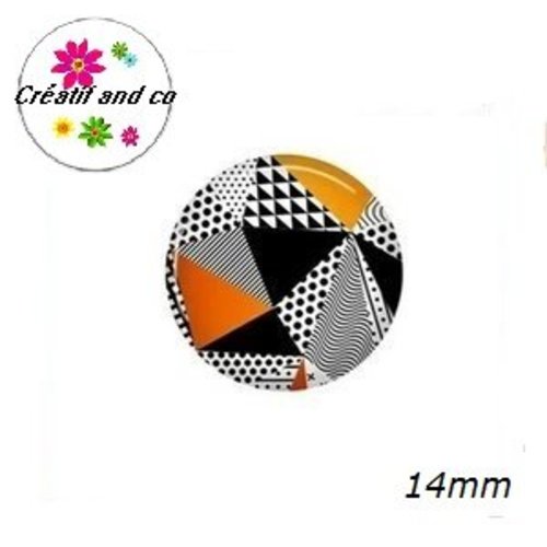 X2 cabochons motif géomètrique 14mm