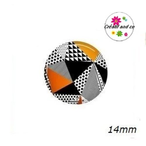 X2 cabochons motif géomètrique 14mm