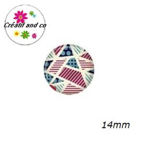 X2 cabochons motif géomètrique 14mm