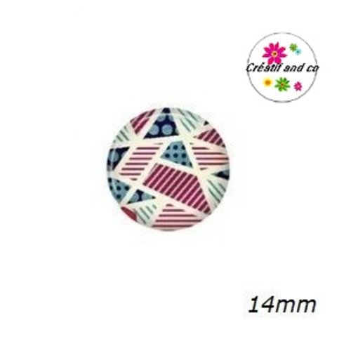 X2 cabochons motif géomètrique 14mm
