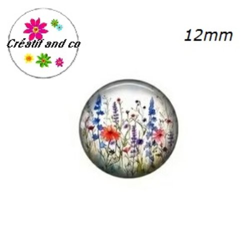X2 cabochons fleuris 12mm