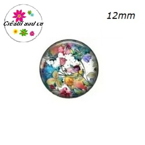 X2 cabochons fleuris 12mm