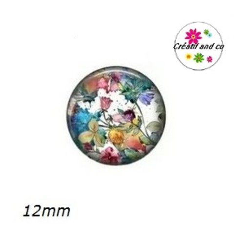 X2 cabochons fleuris 12mm