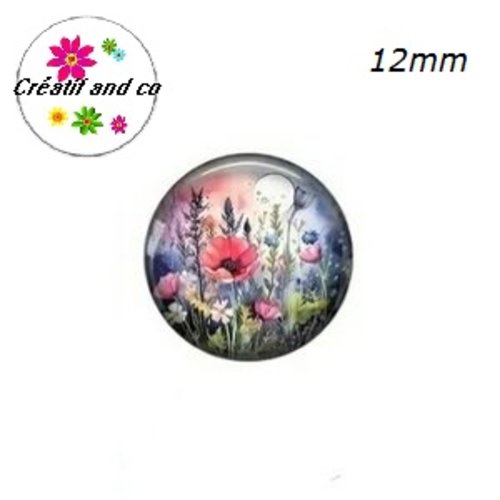 X2 cabochons fleuris 12mm