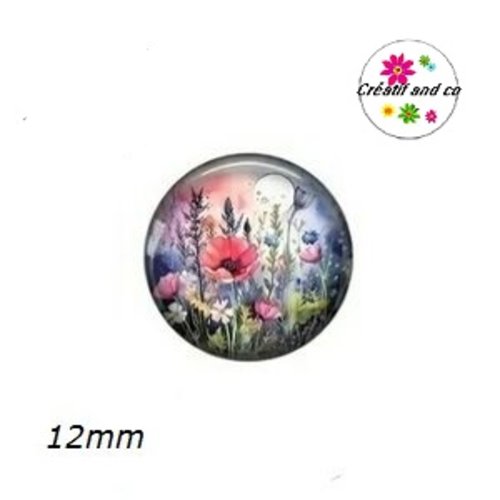 X2 cabochons fleuris 12mm