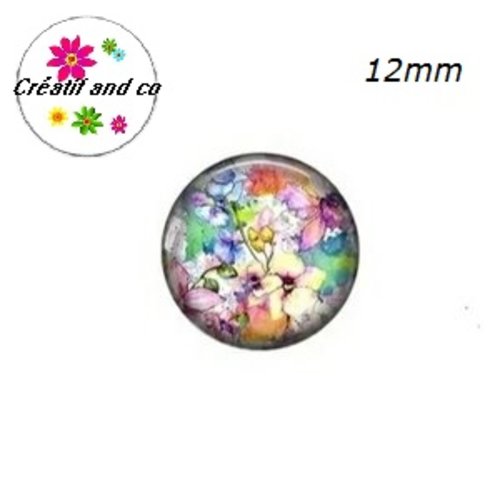 X2 cabochons fleuris 12mm